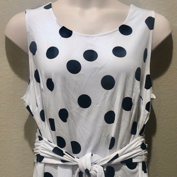 INC Women's White/Black Polka Dot Tie Front Sleeveless Dressy Tank Top Plus 0X - Picture 2 of 11